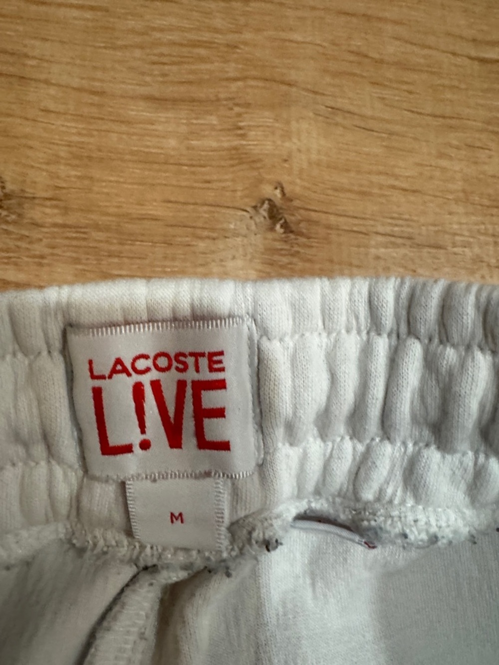 Lacoste Cream Fleece Joggers with Back Patch Pocket - Picture 4 of 4